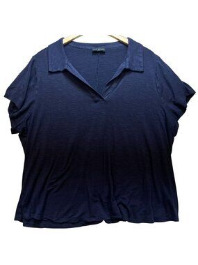 Lane Bryant Women's Rayon Polo Shirt Short Sleeve Stretch Size 26/28 Navy Blue
